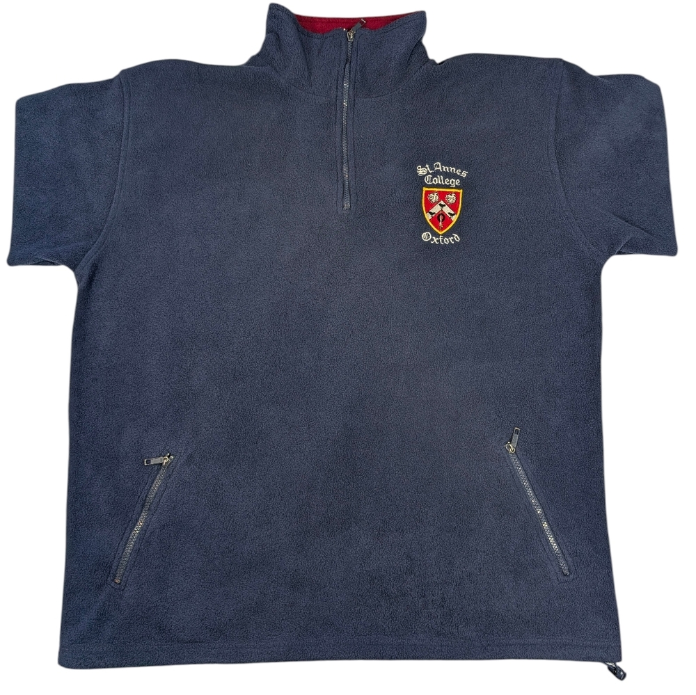 The Varsity Shop St. Annes College Oxford blue 1/4 Zip W coat of arms. XL
